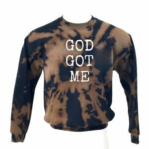 GOD GOT ME Acid Washed, Distressed Pullover Crewneck, Sweatshirt - y2k rock rap